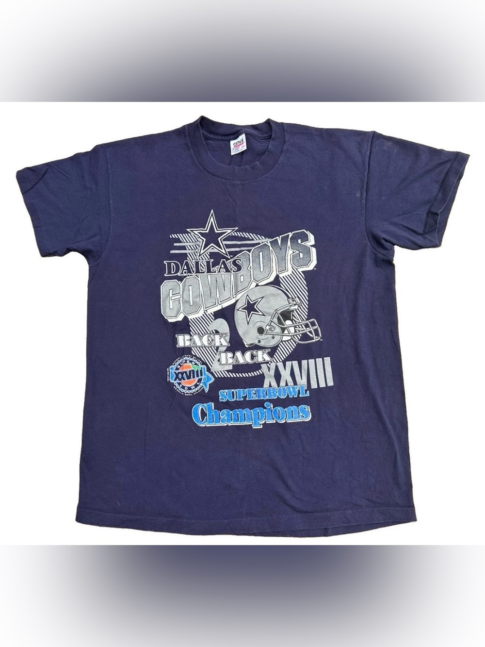 Vintage 90s Dallas Cowboys Back to Back Super Bowl Champions T Shirt Men's L